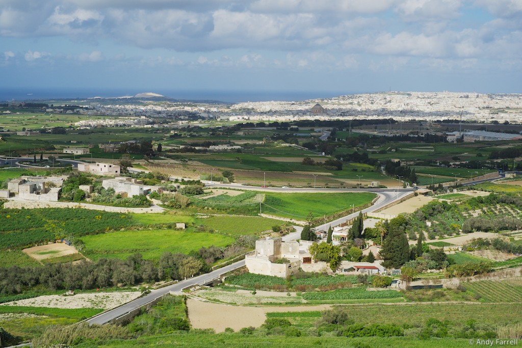 overlooking typical Maltese landscape