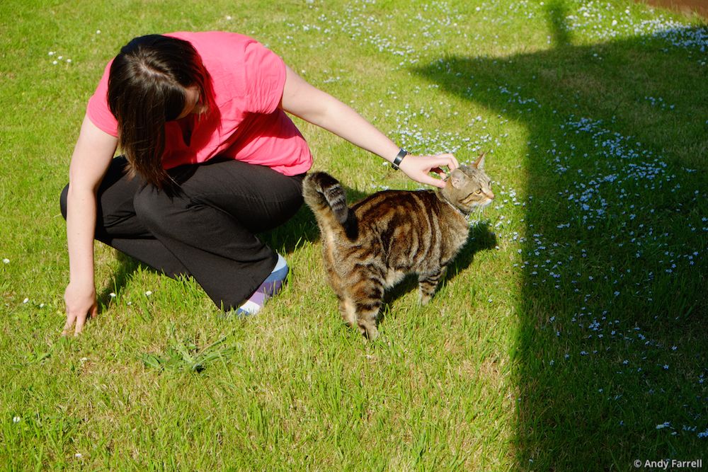 Zoe with Tabbs in our back garden