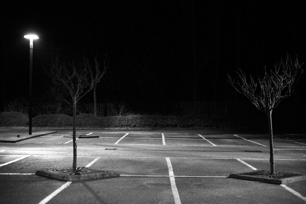 carpark trees at night