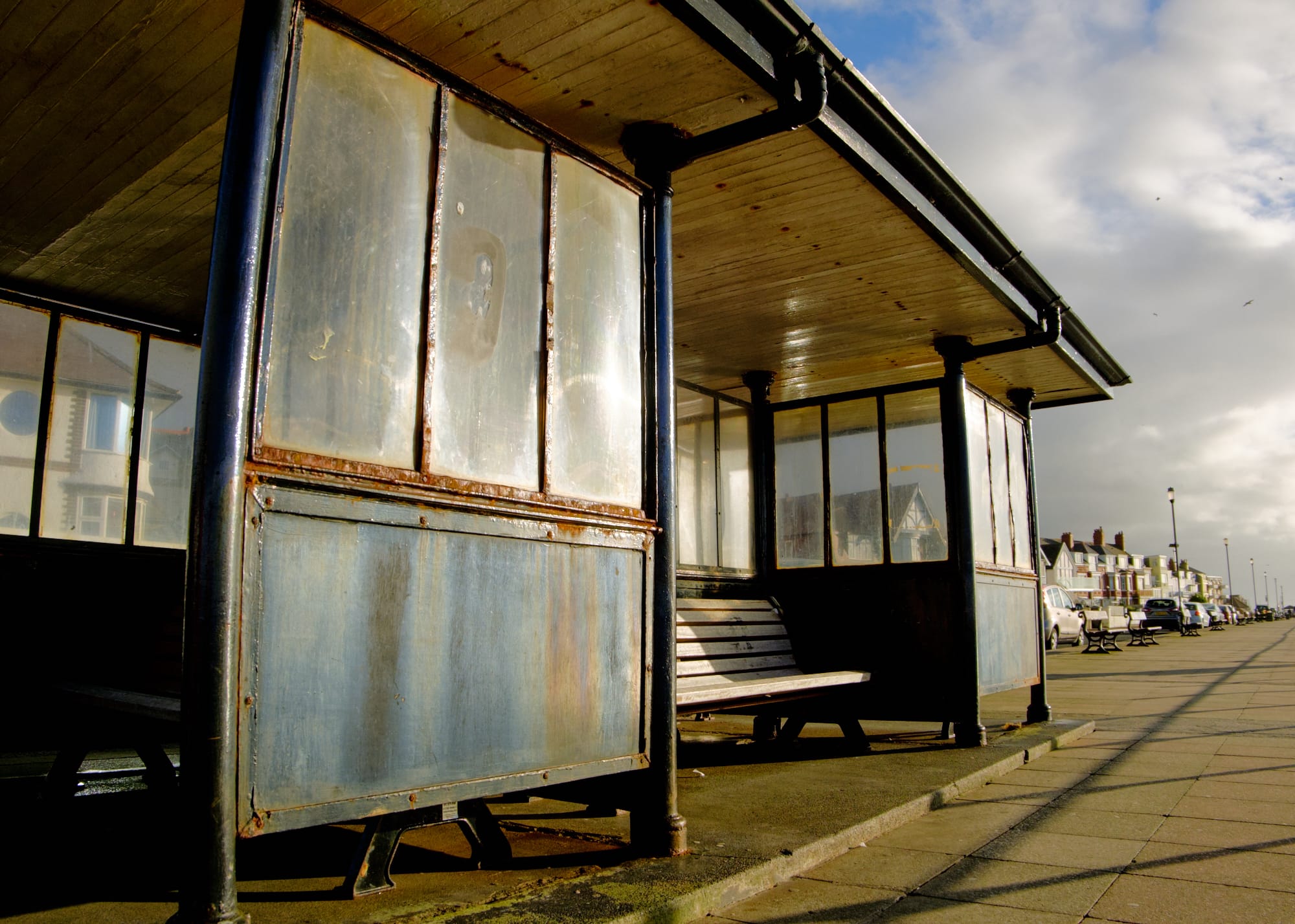 rusty bus shelter, West Kirby