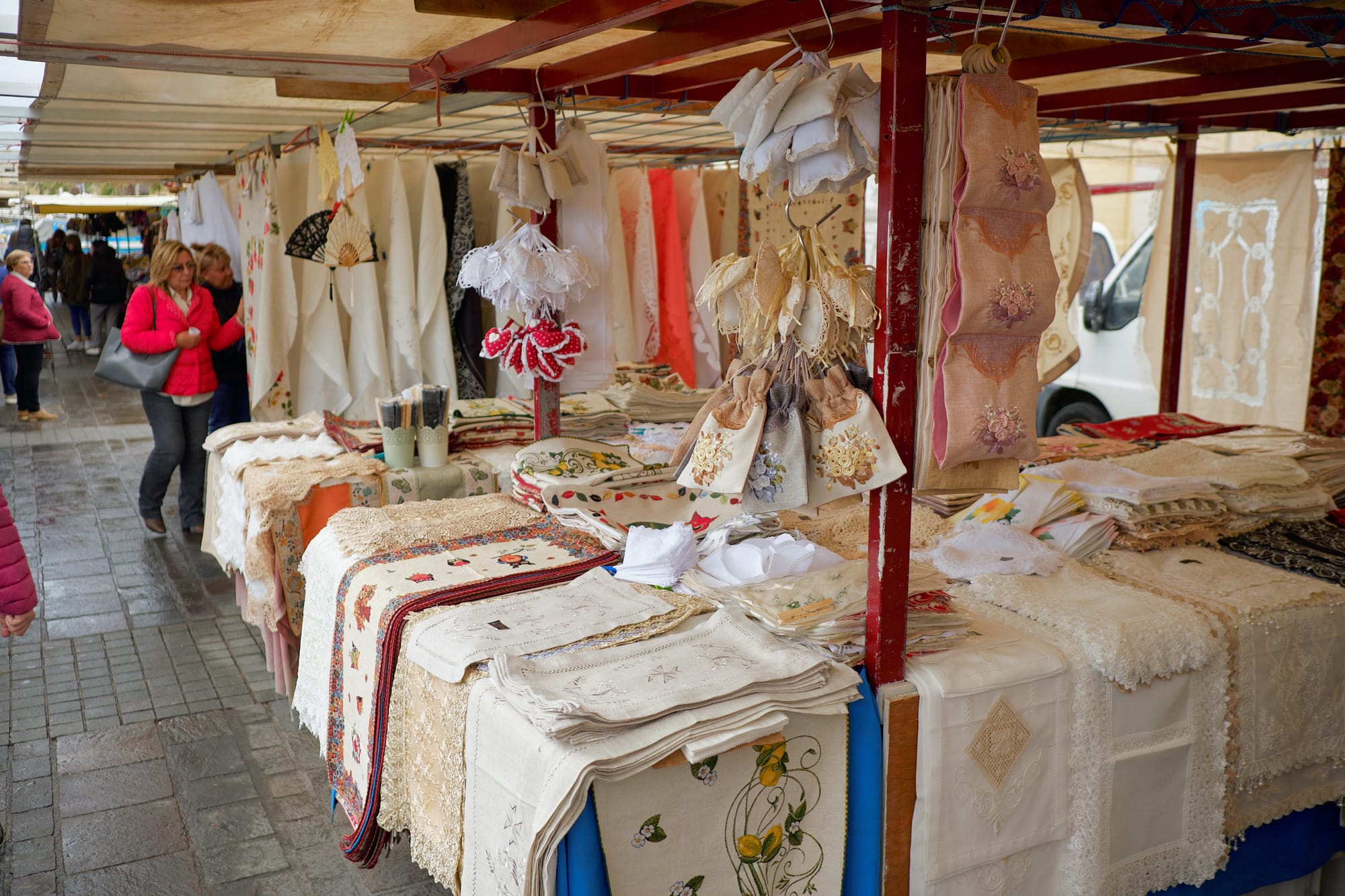 market stall selling cloth goods