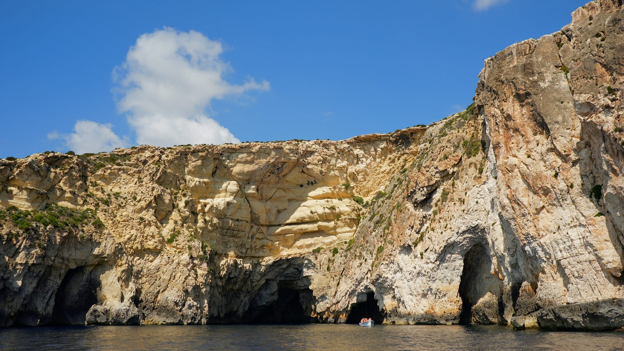 Blue Grotto cliffs and caves