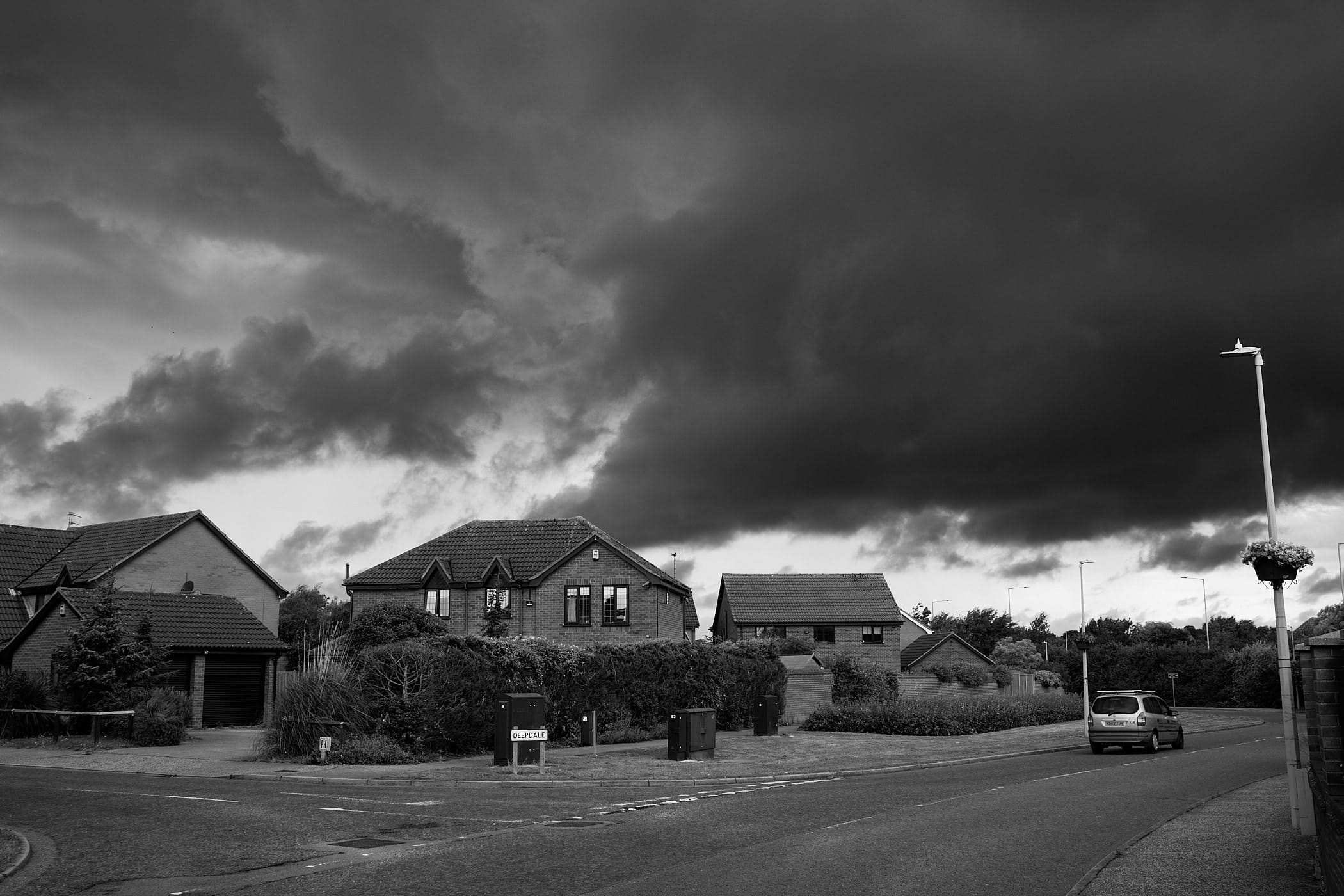 stormclouds over residential area