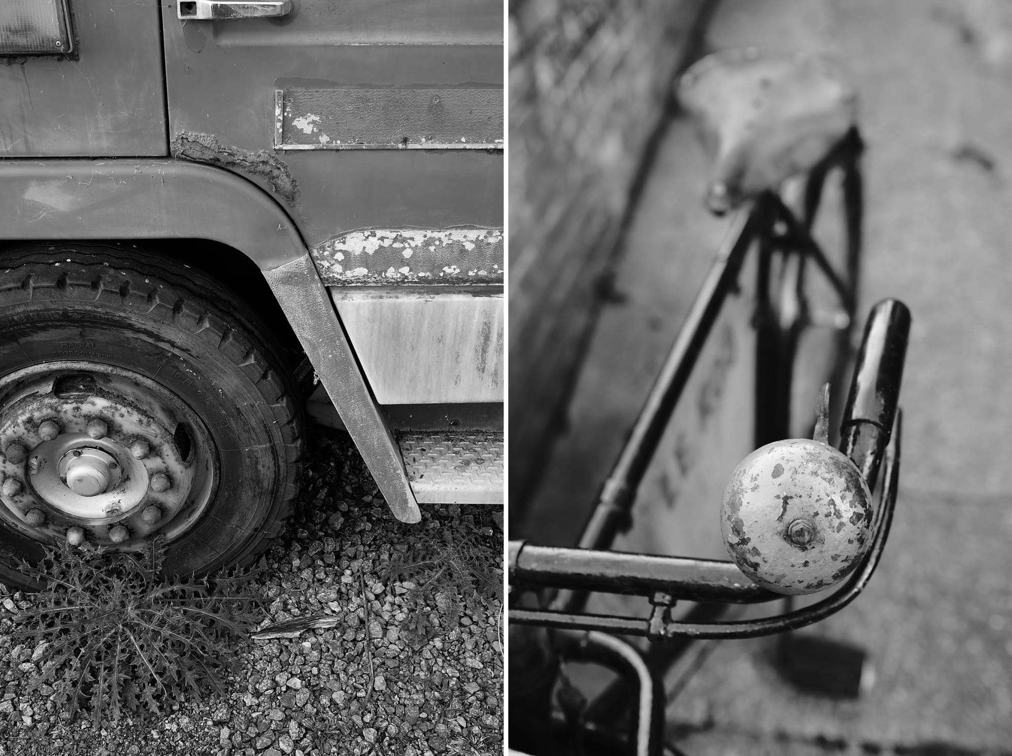 derelict fire engine / old bike bell