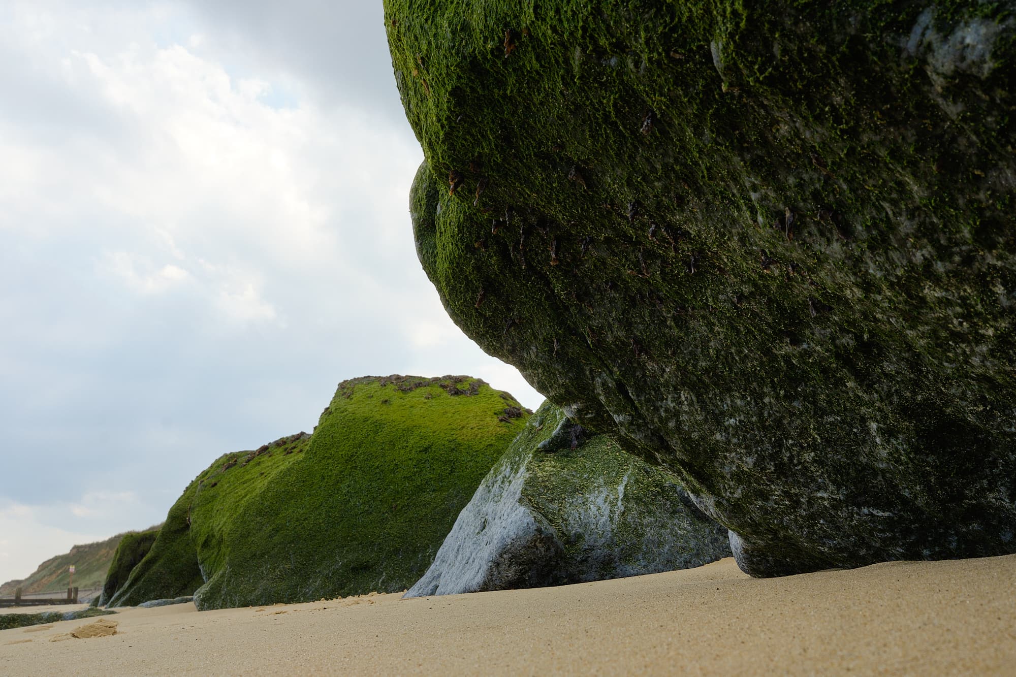 low angle view of beach rocks