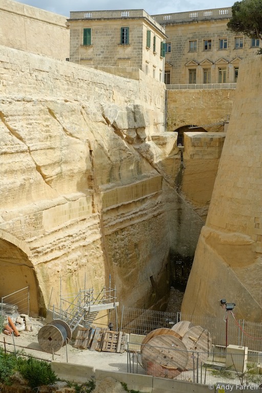 view from the bridge leading into Valletta