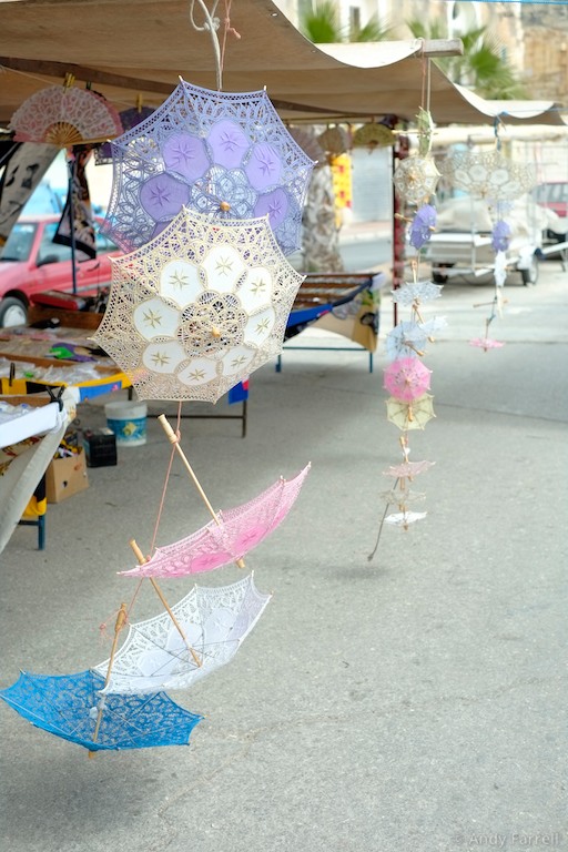 market stall selling parasols
