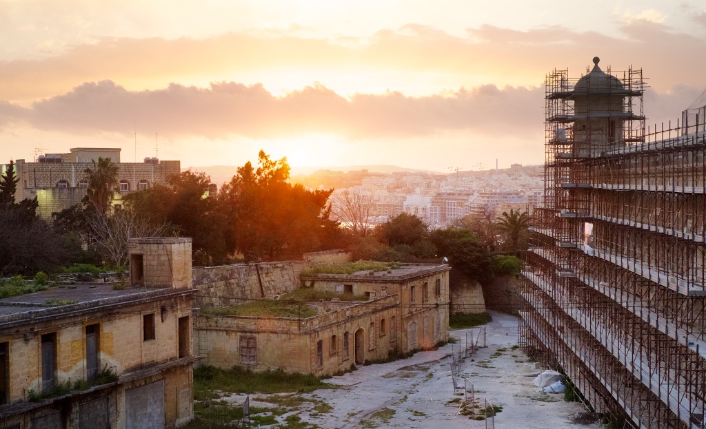 sunset over Valletta