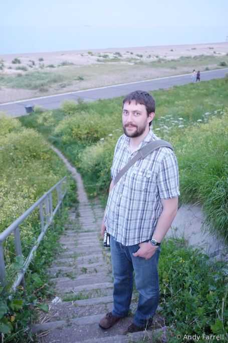 me on the steps down to Pakefield beach