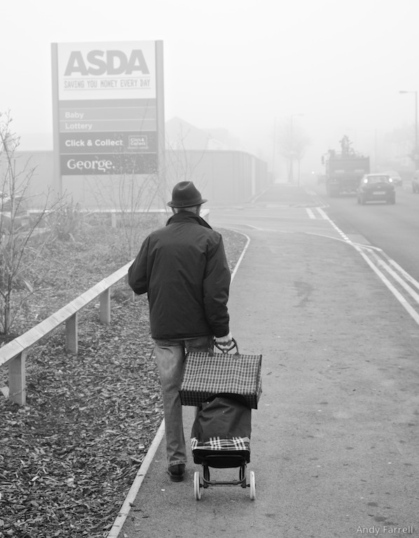 old man returning with his shopping