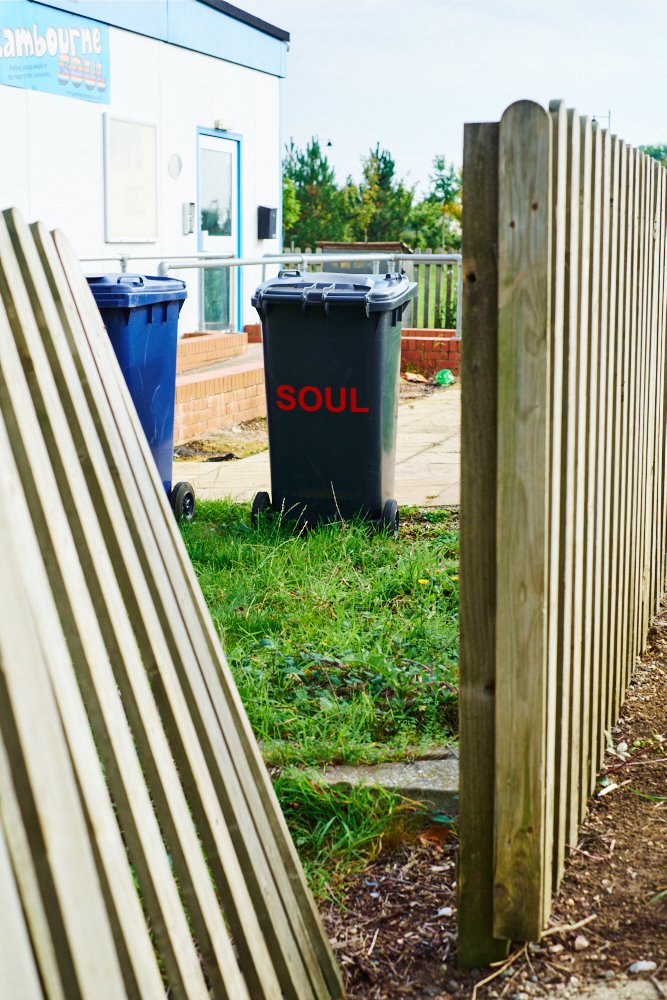 bin outside Cambourne Soul
