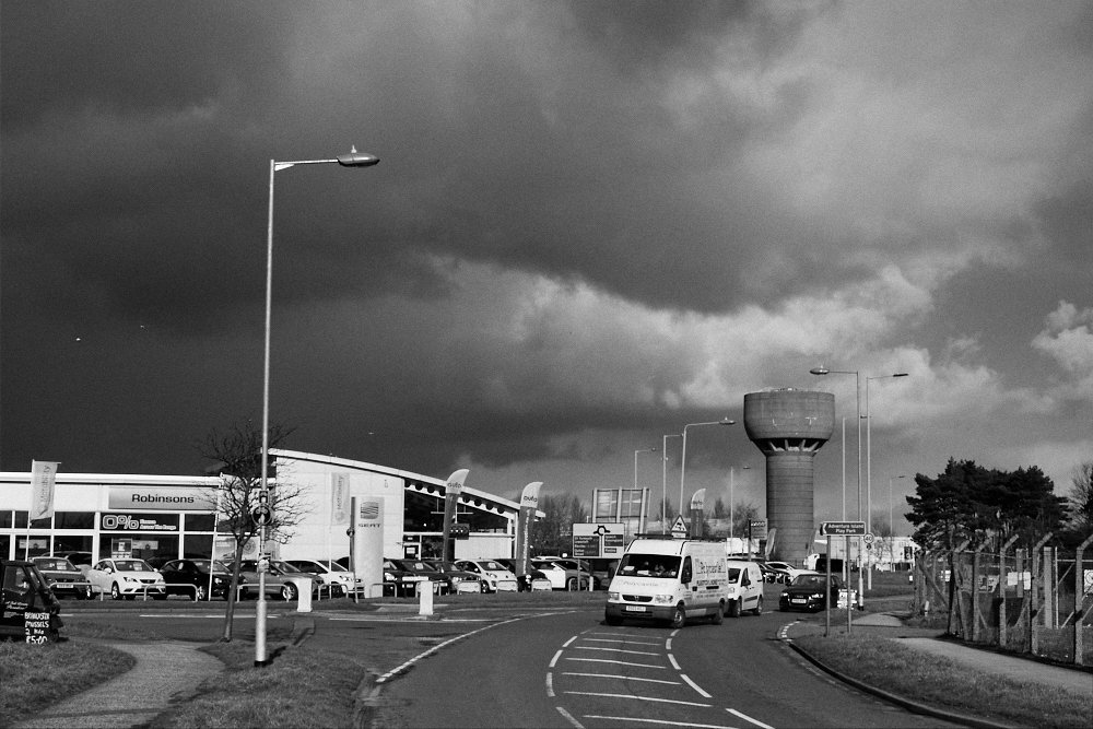 stormy sky over Bloodmoor roundabout