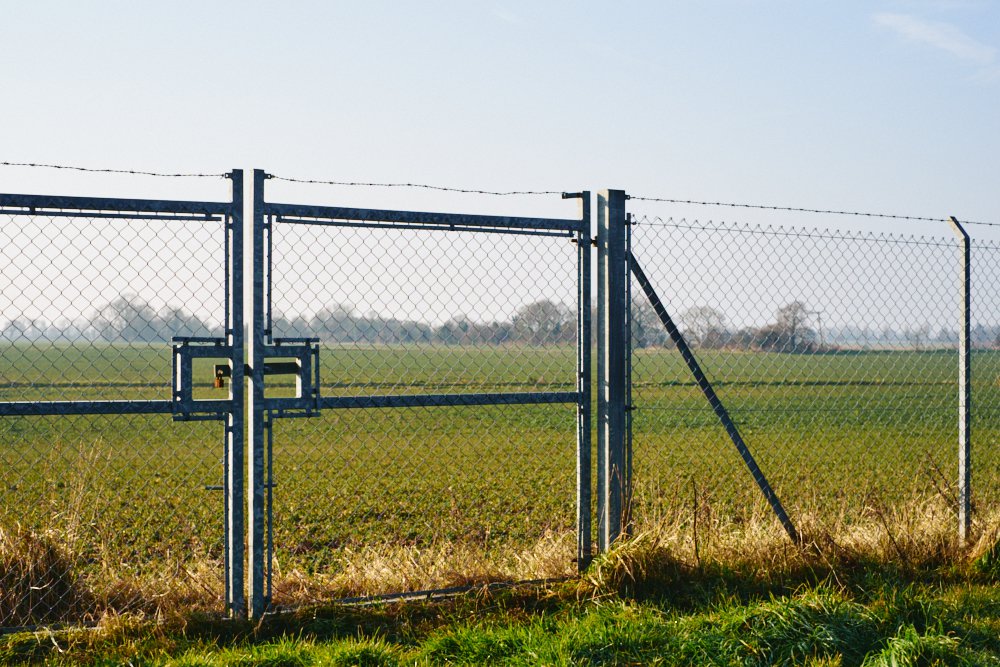 chain-link fence and gate