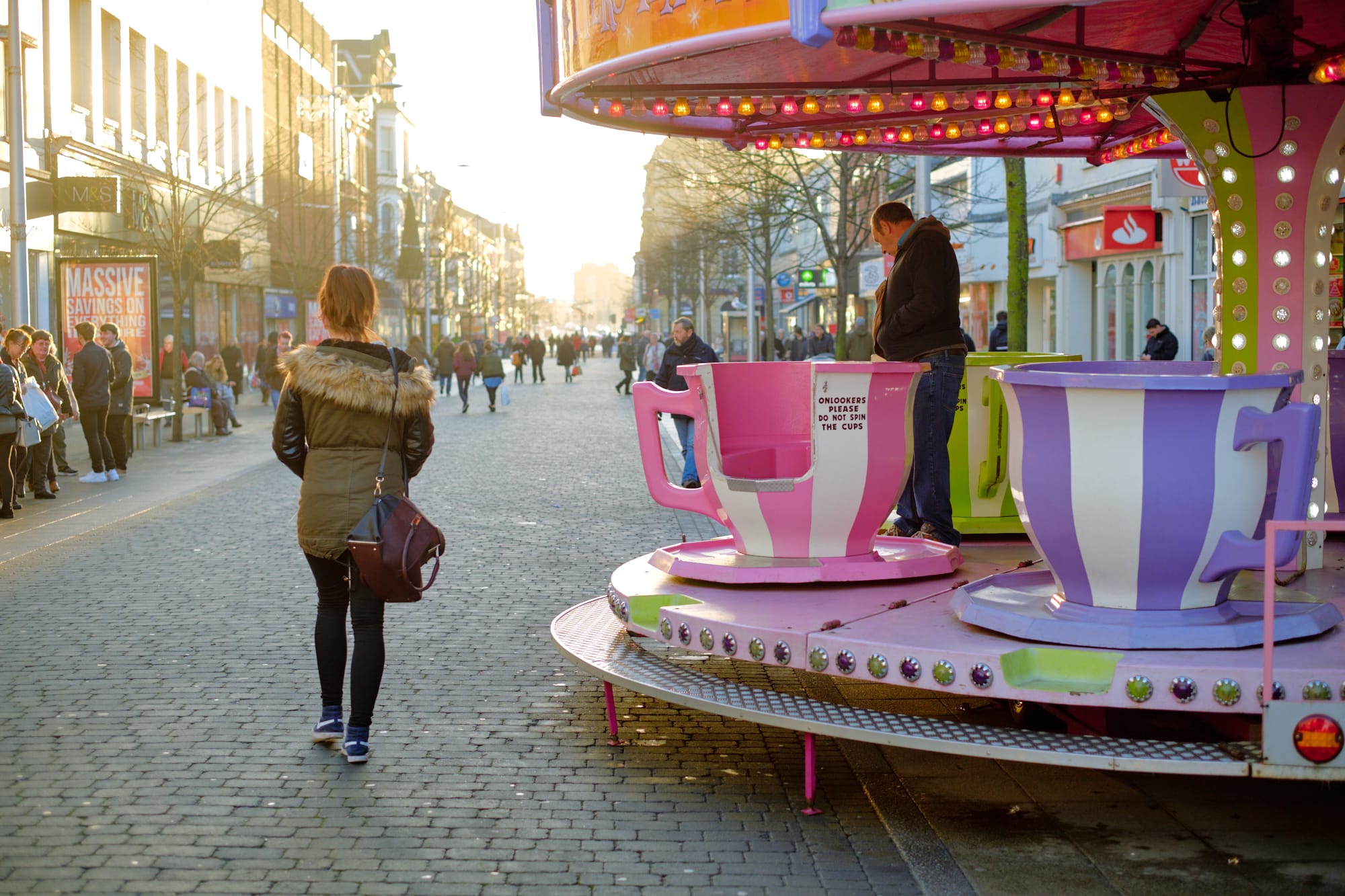 spinning cups fairground ride on London Road