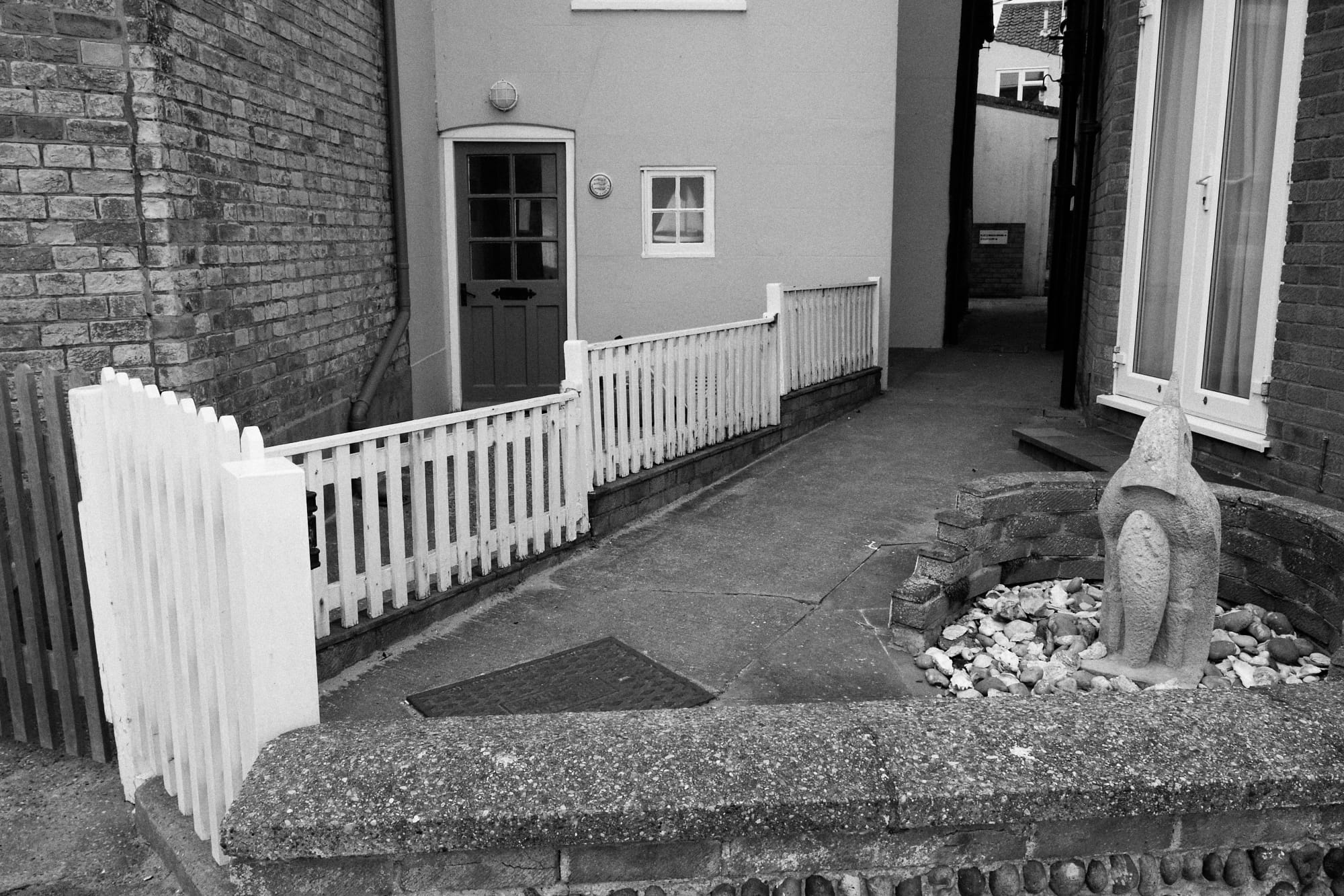 houses and white fence