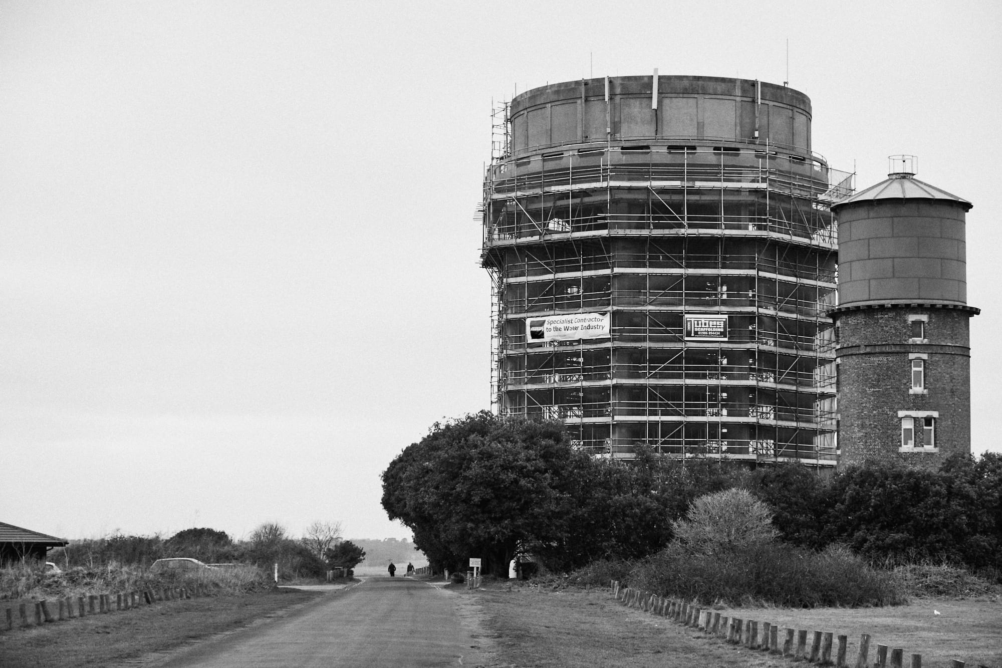 water tower undergoing renovation