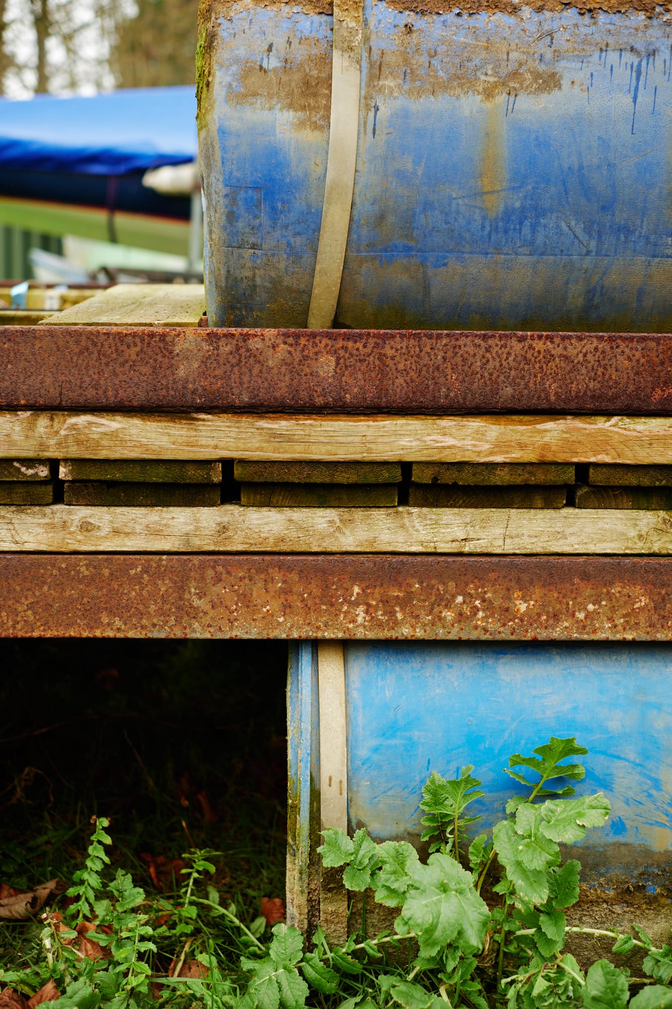 stack of flotation barrels