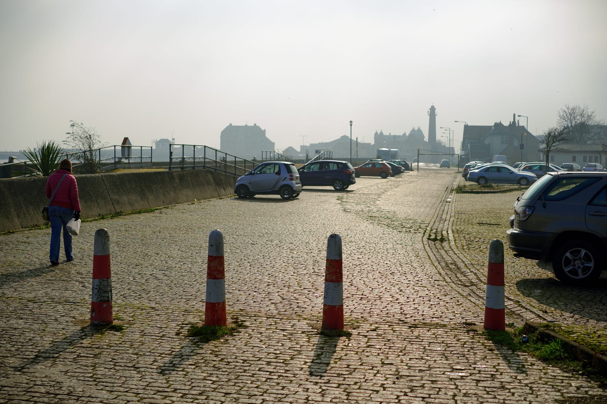 bollards in the car park by Gorleston Lifeboat Station