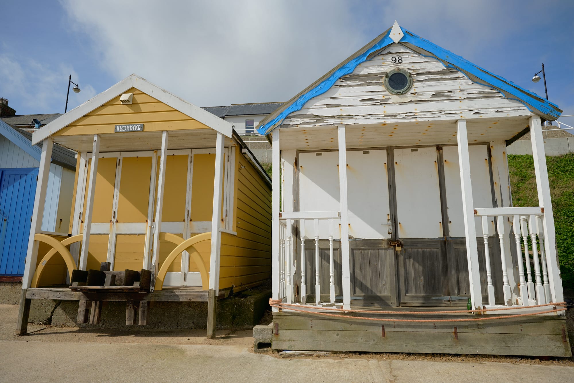 weathered beach huts