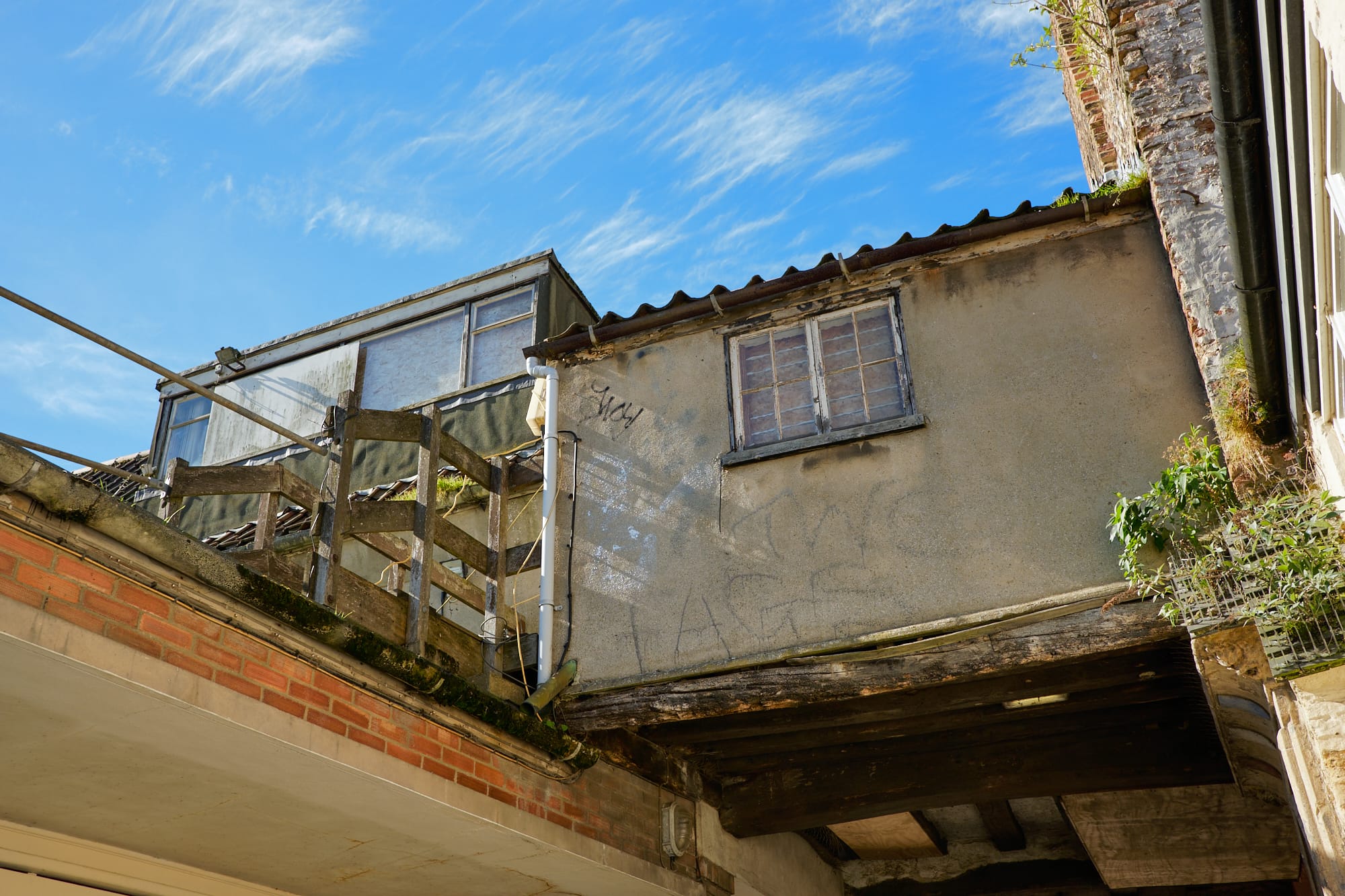 old buildings above the path