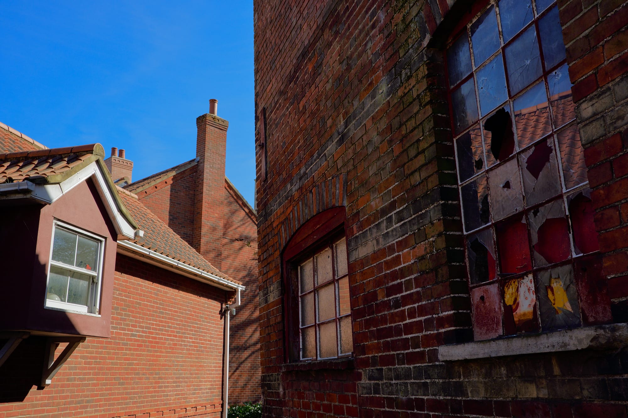 broken windows in shadow