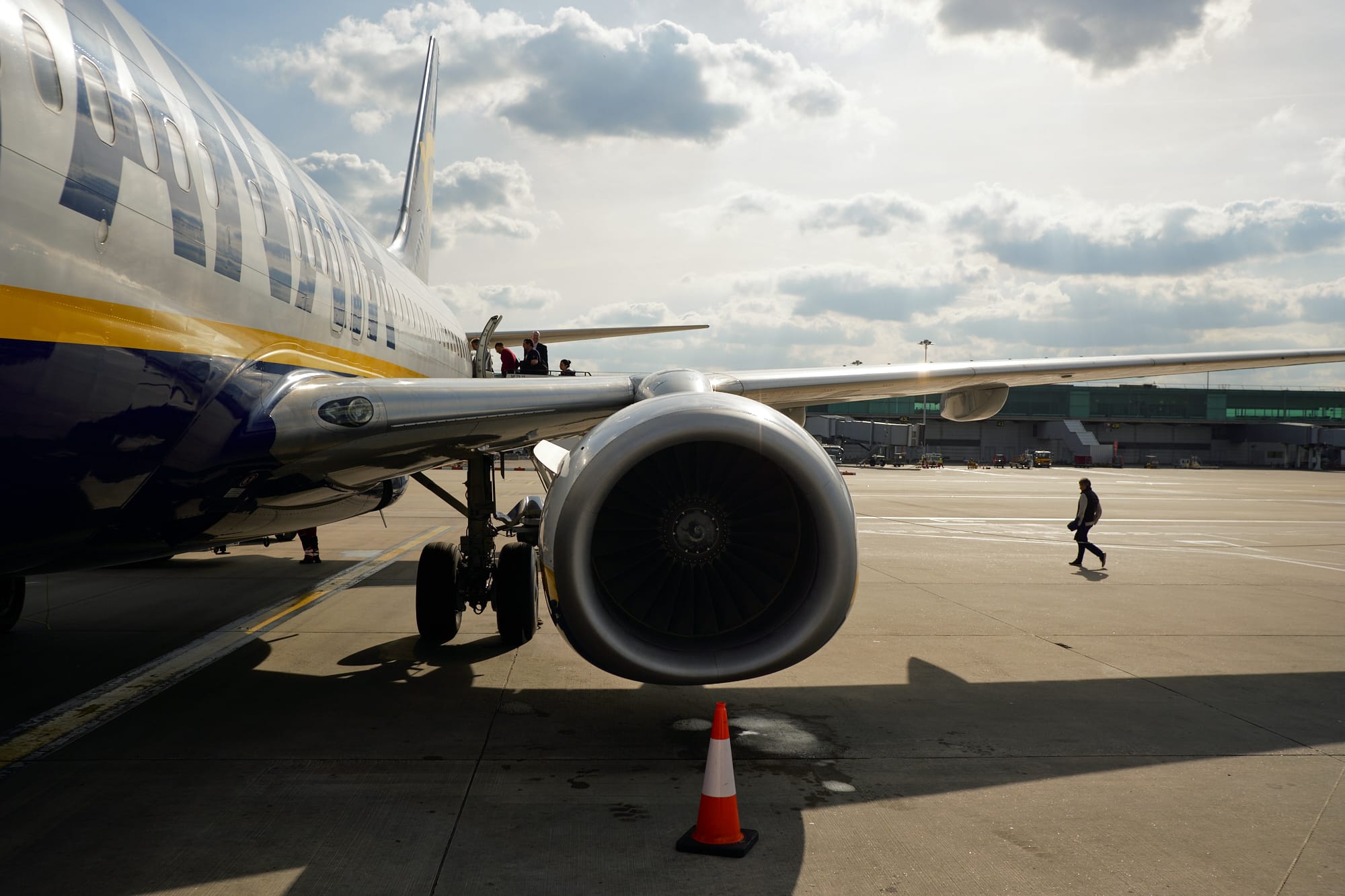 plane engine and person in the background