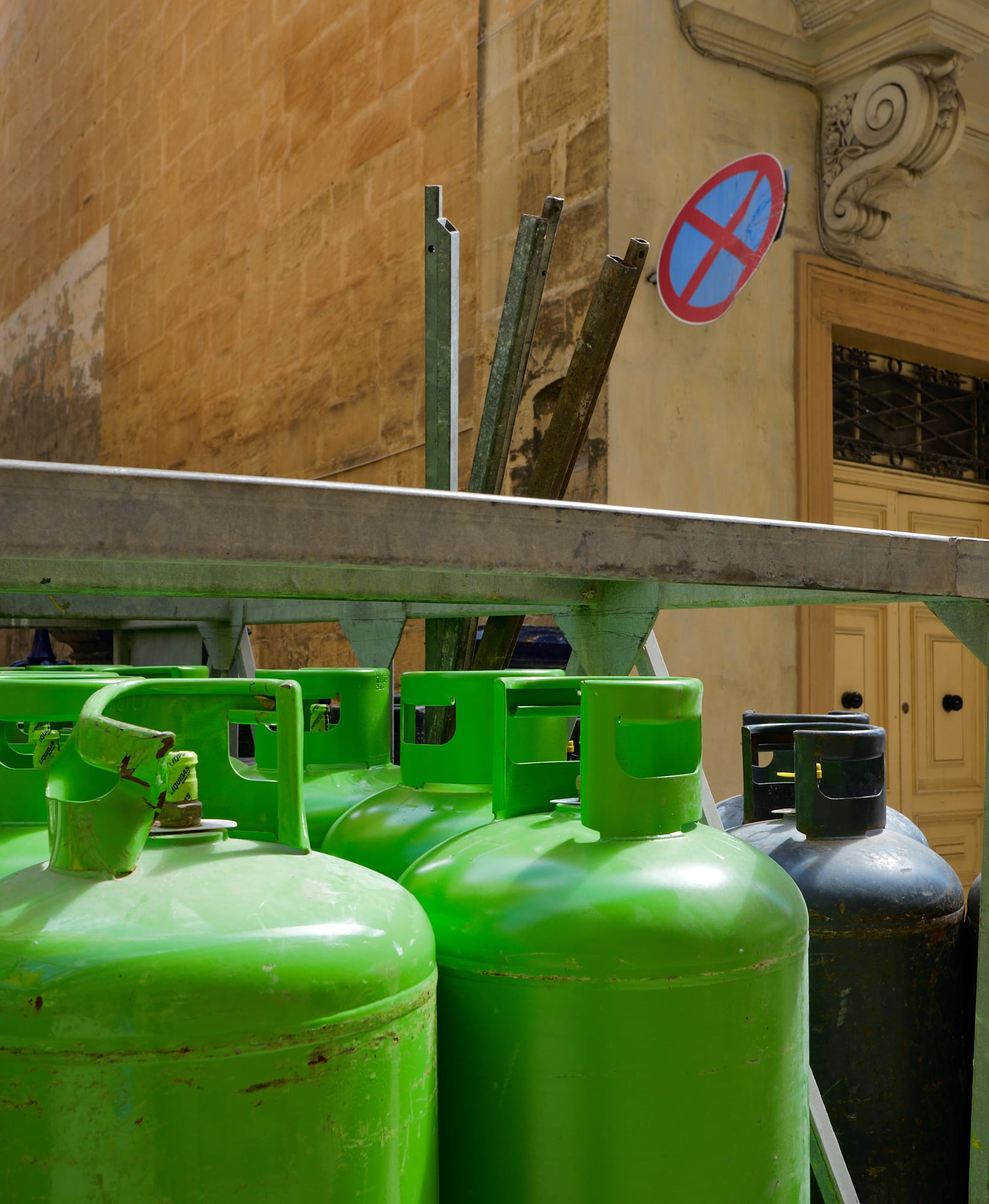 green gas bottles