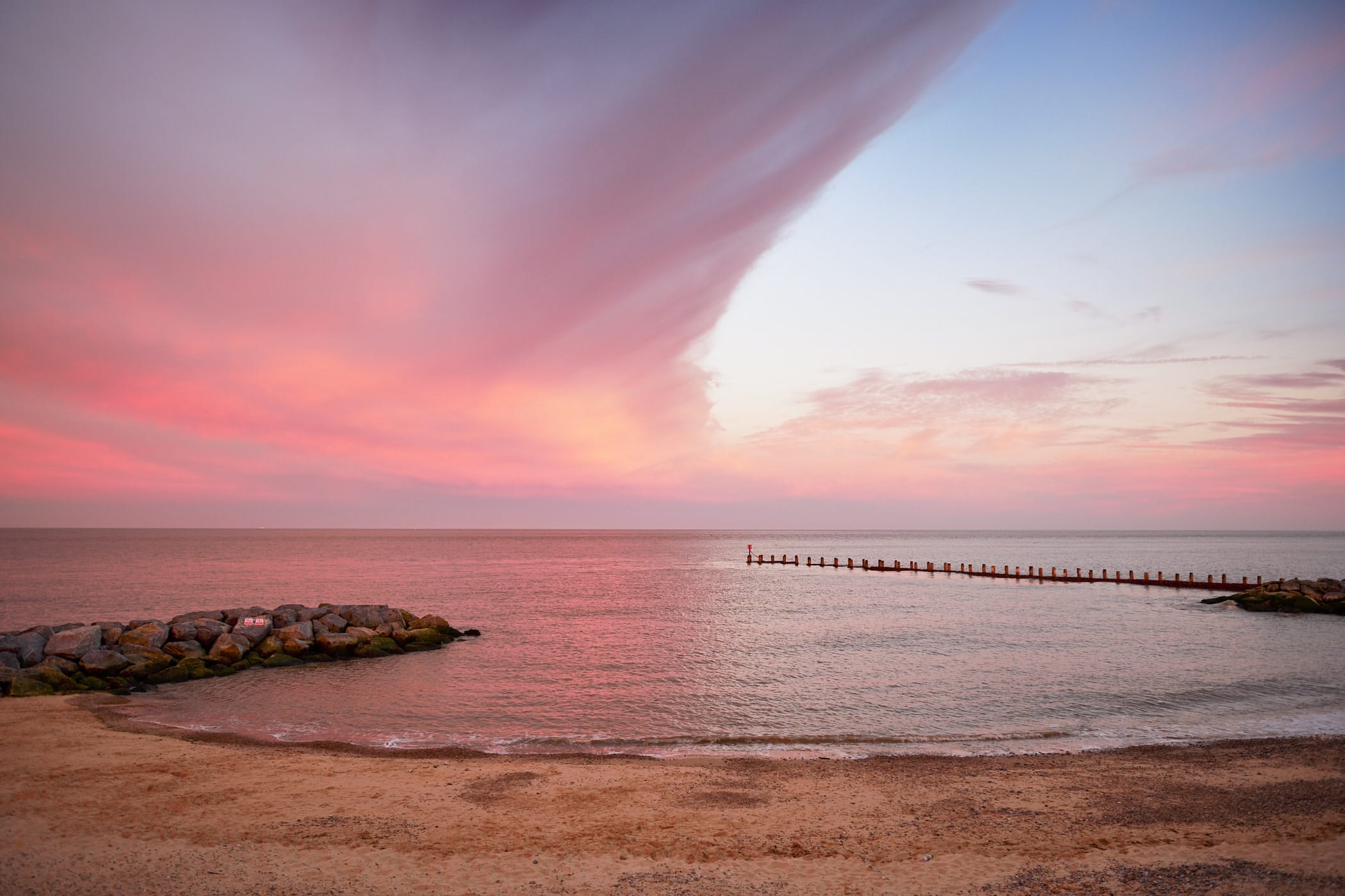 sunset clouds over Lowestoft north beach