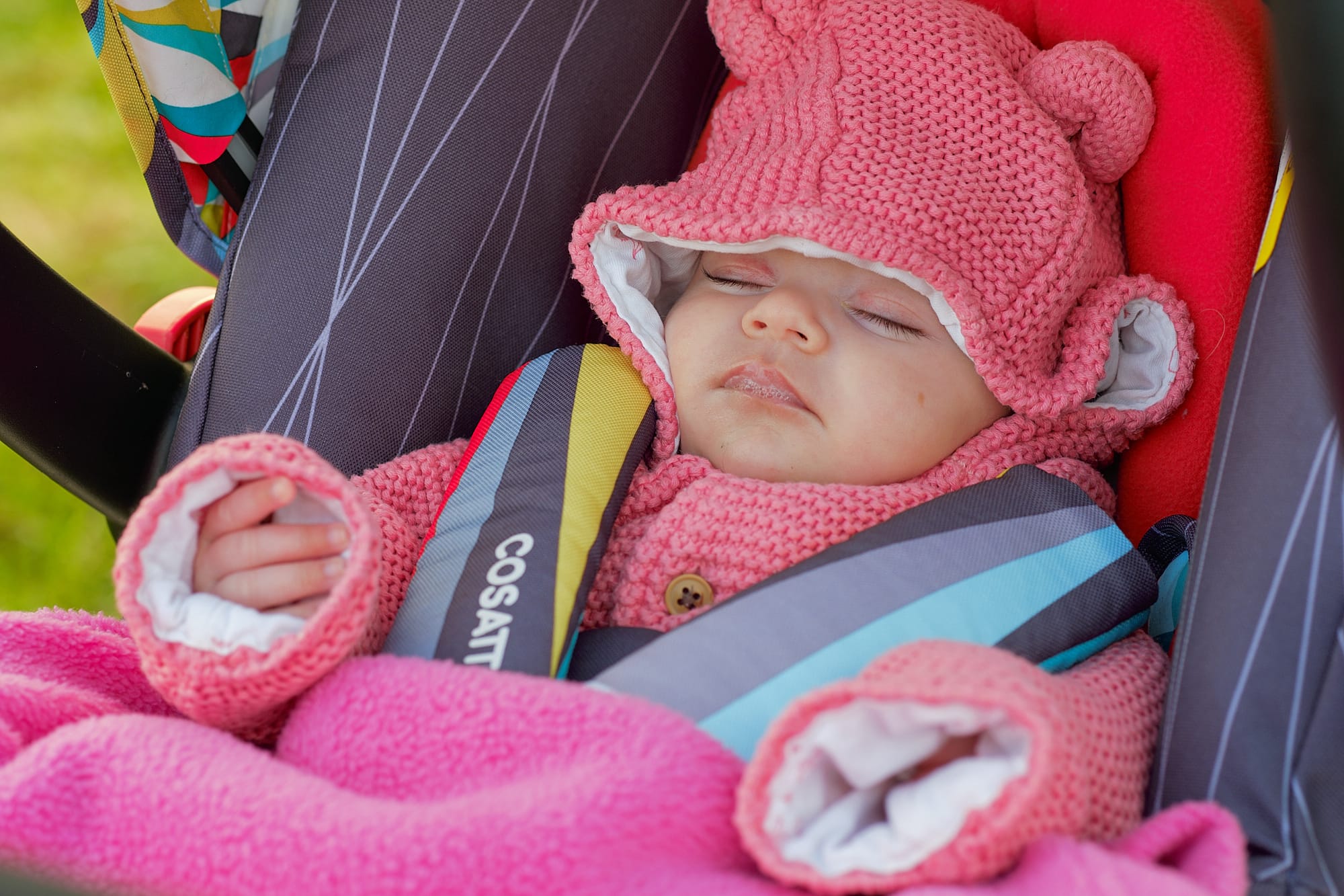 Emily sleeping in her pram