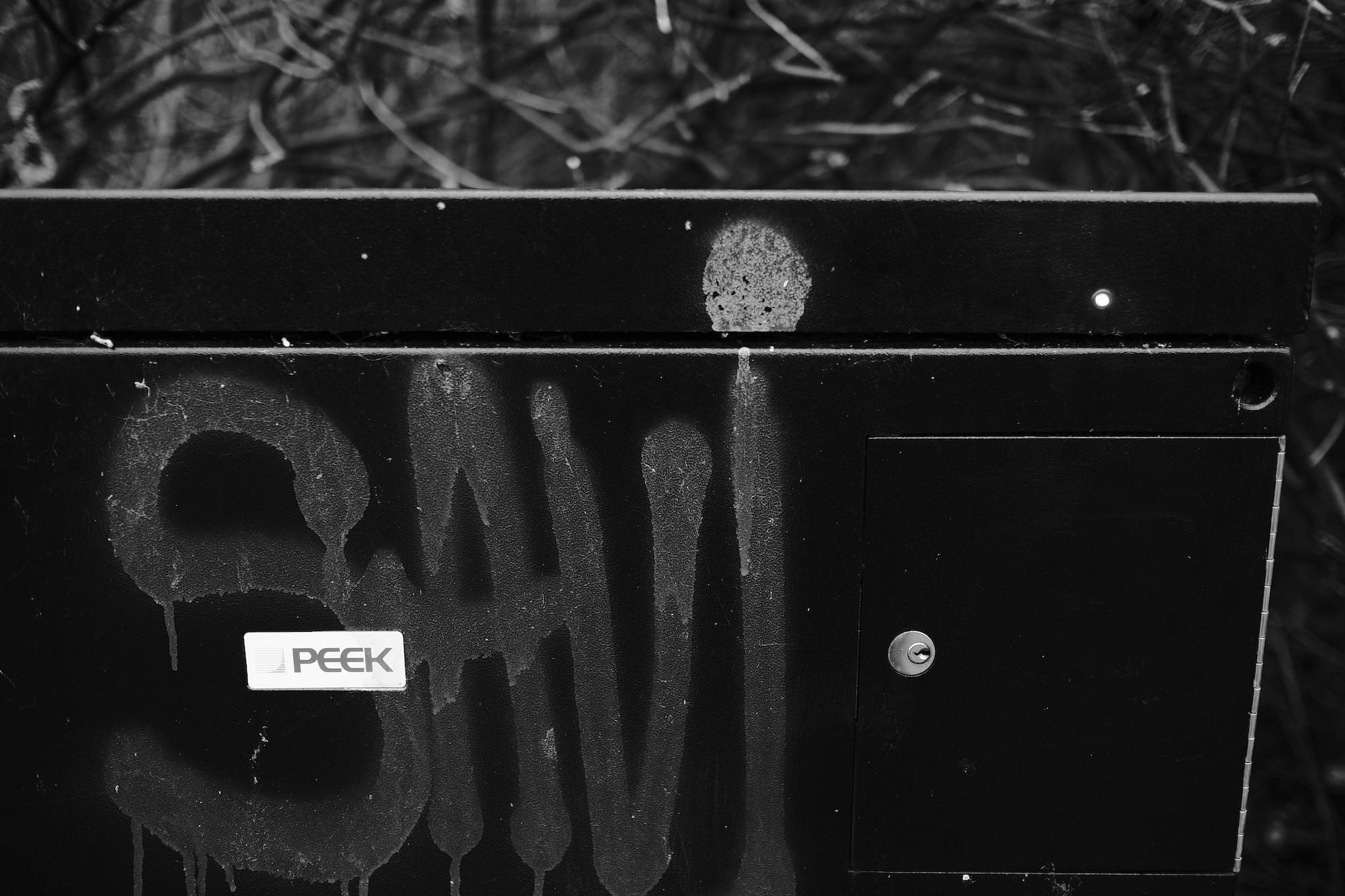 traffic light control box with graffiti