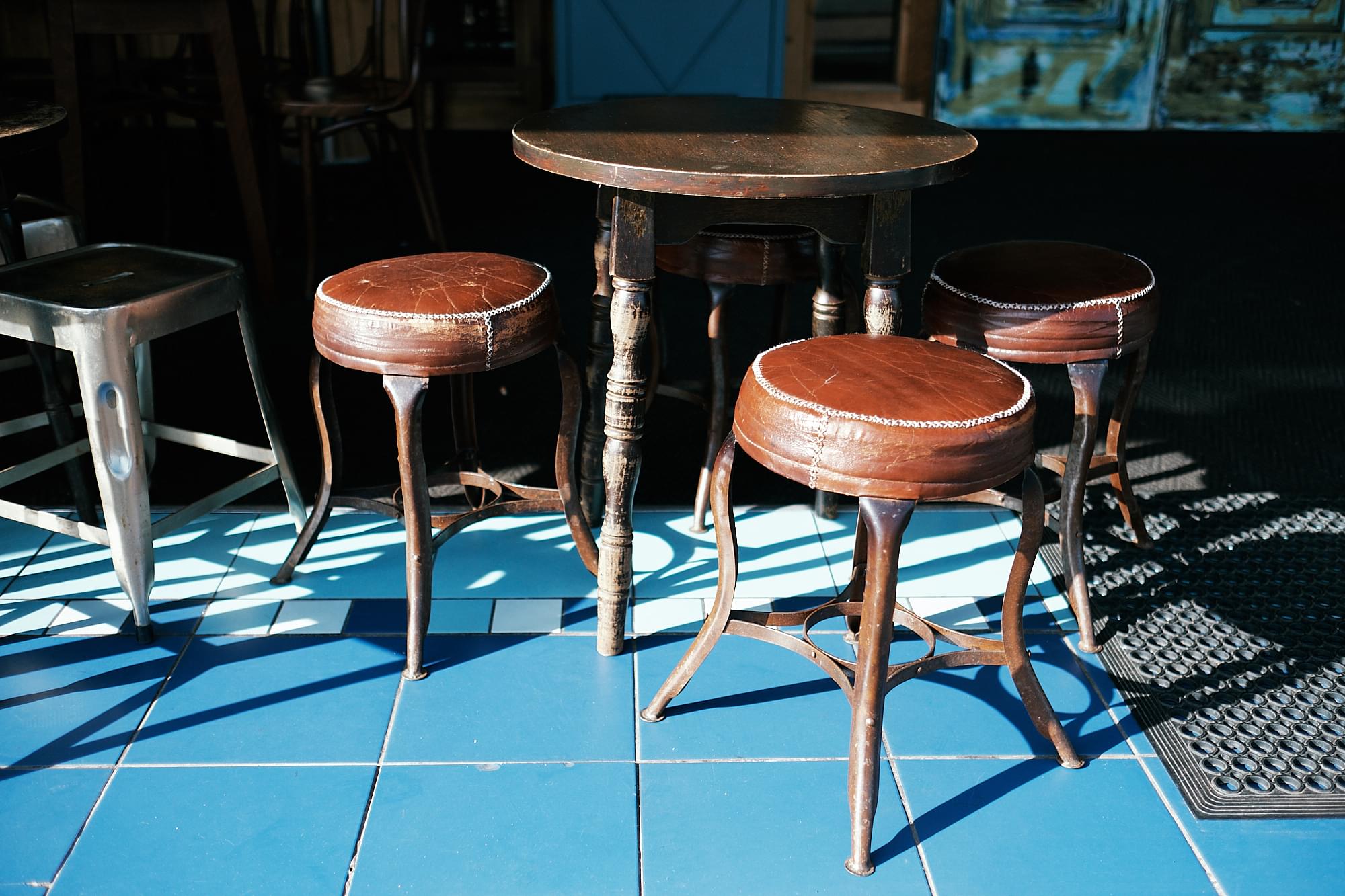 stools outside a café
