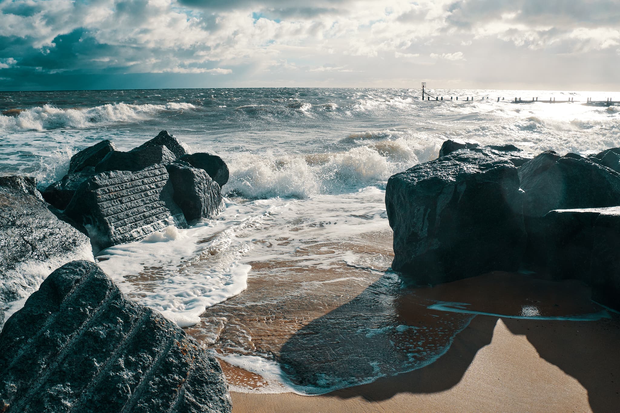 a windy day makes for big waves on Hopton beach