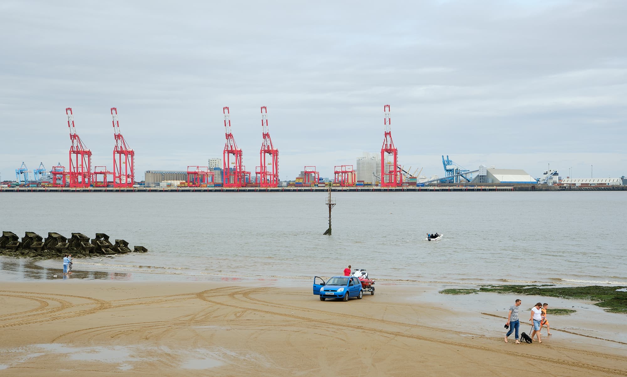 Liverpool docks seen across the River Mersey from New Brighton