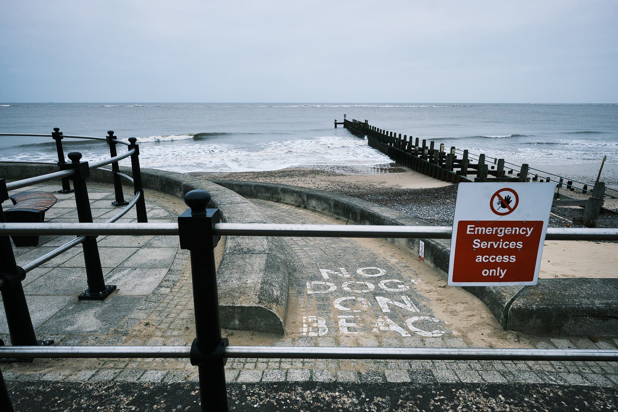 Lowestoft beach on a cold, overcast day