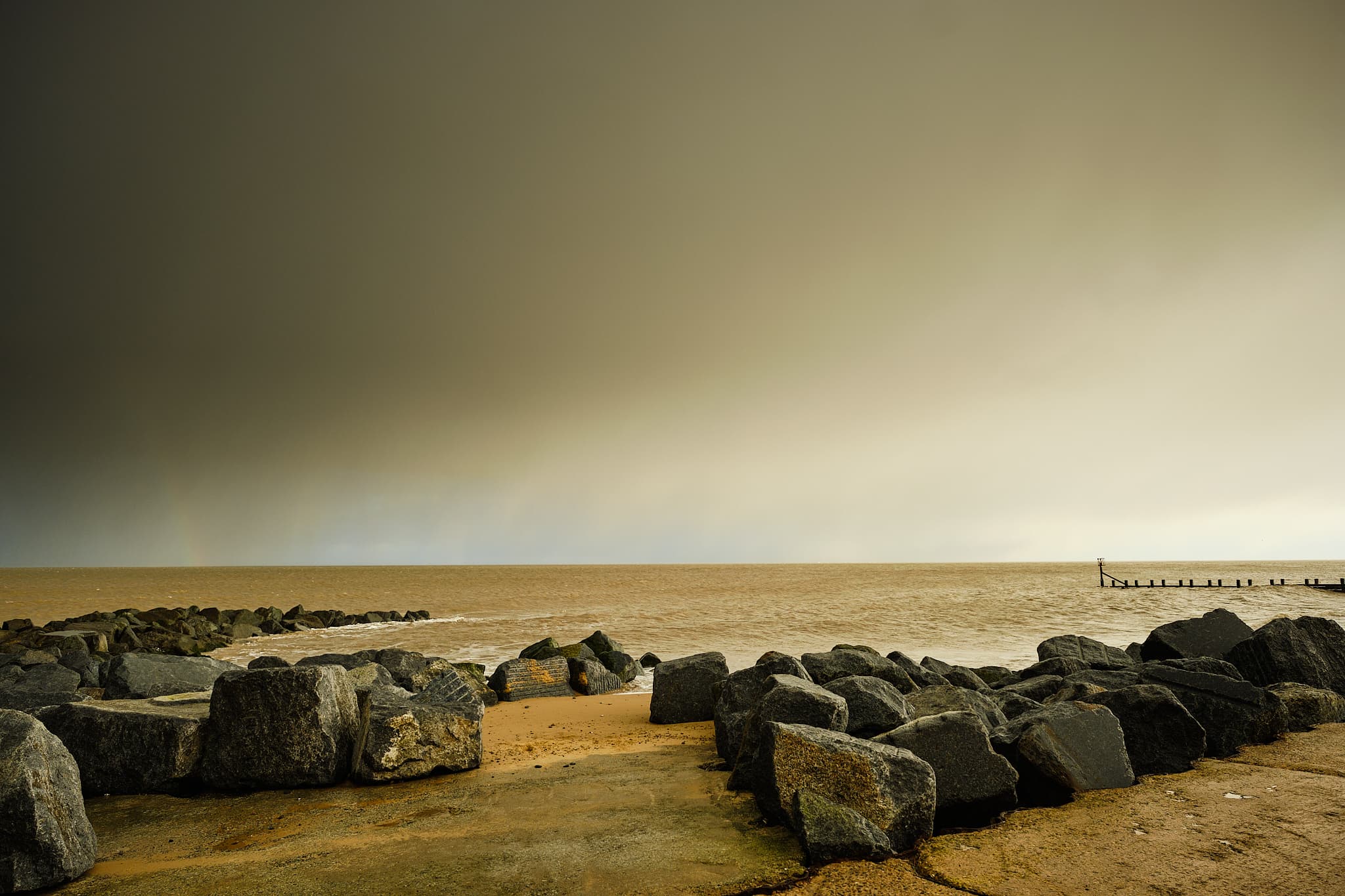 Hopton beach with rain-softened light