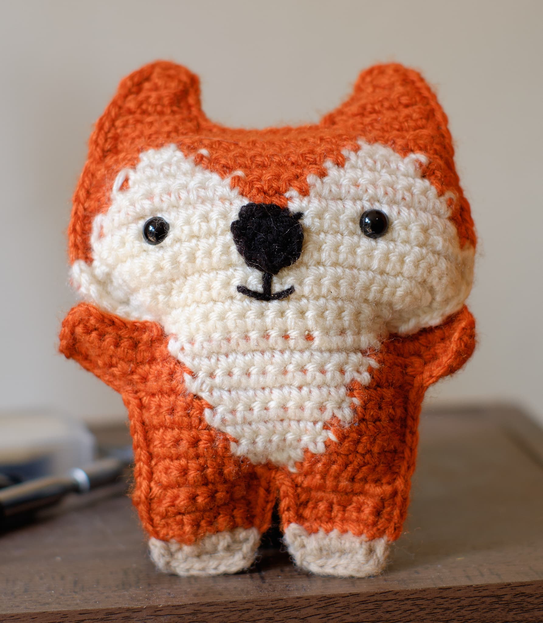 a crocheted fox