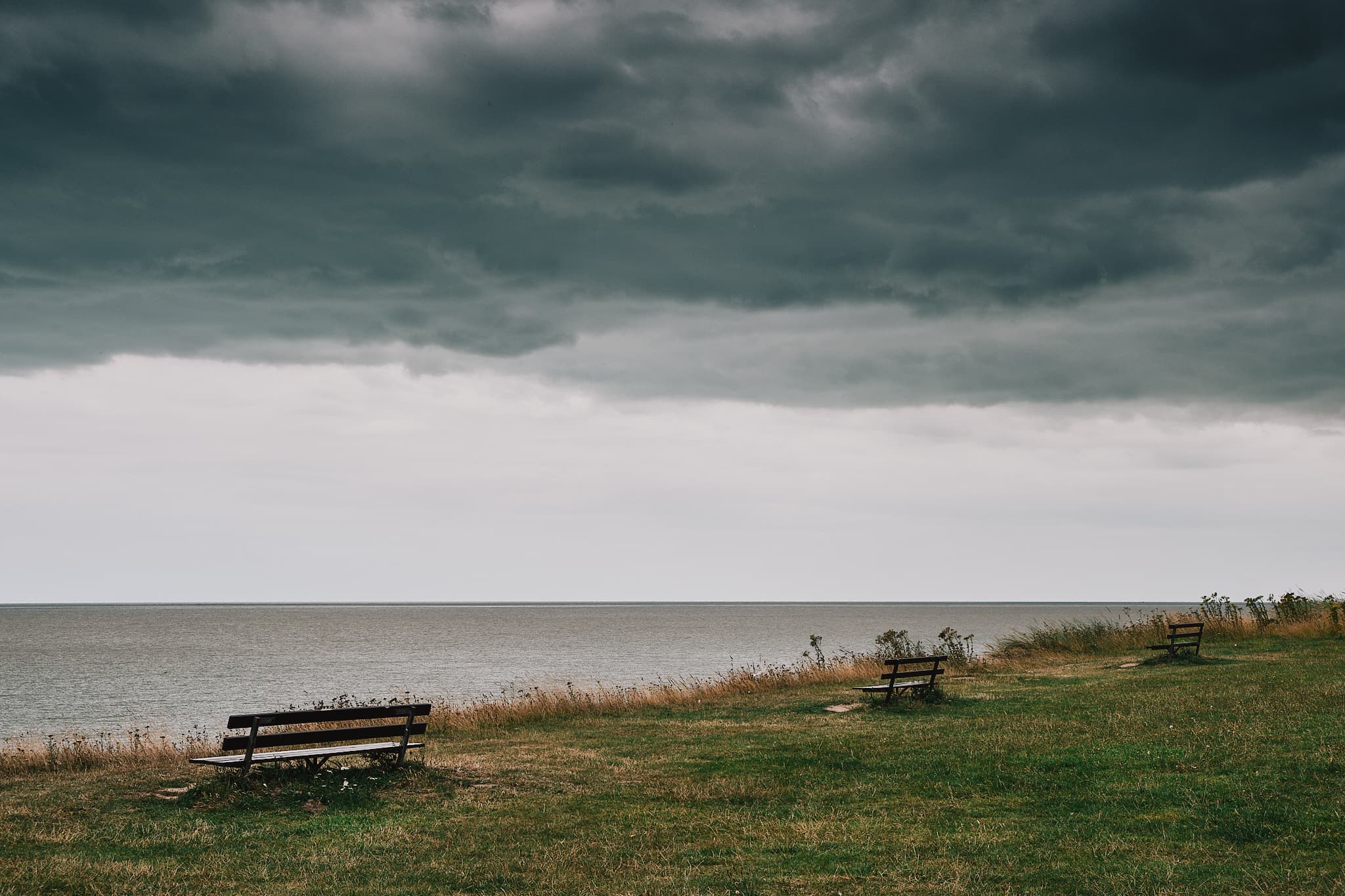 benches overlooking Hopton beach