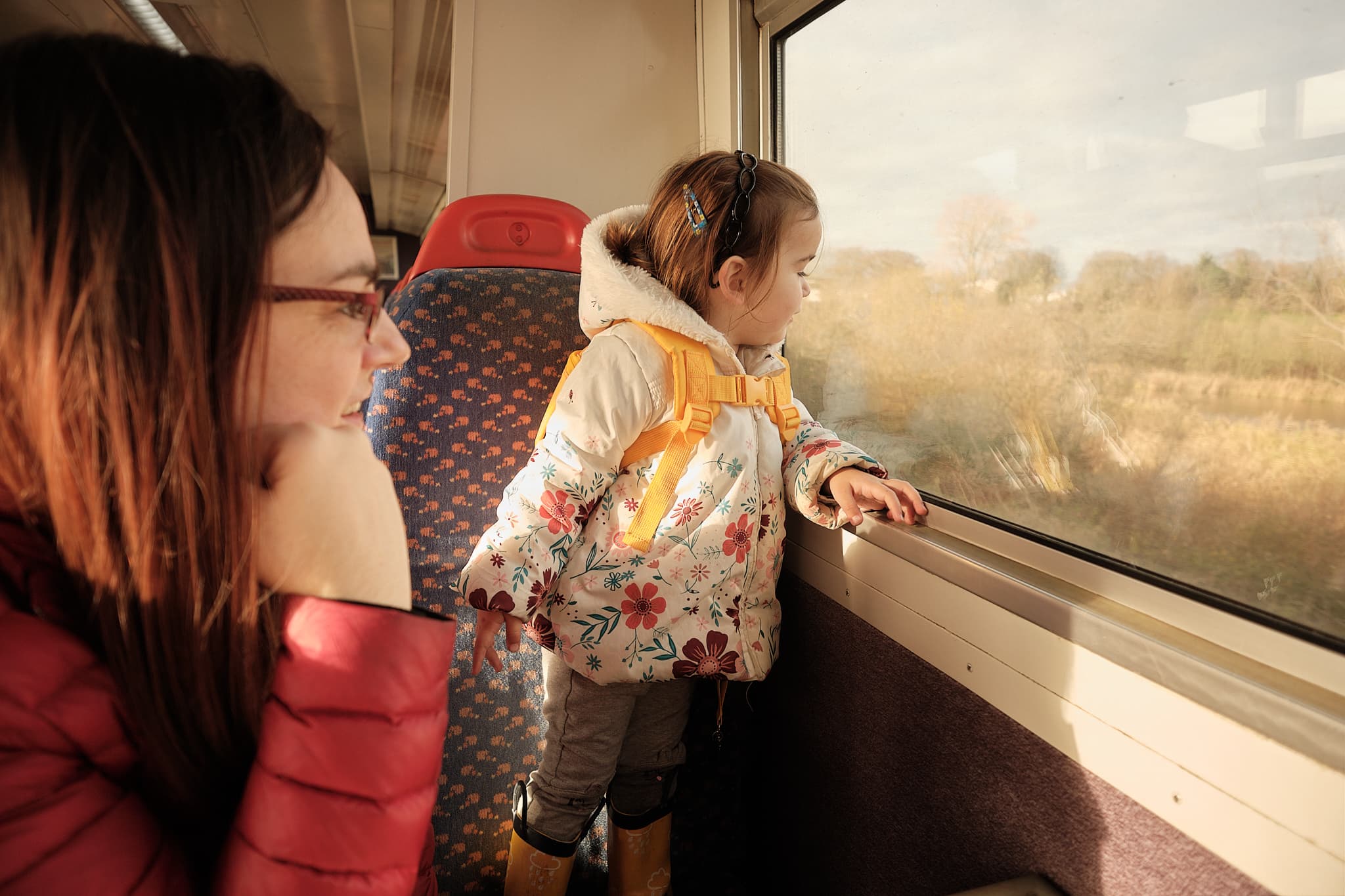 Emily on the train to Norwich