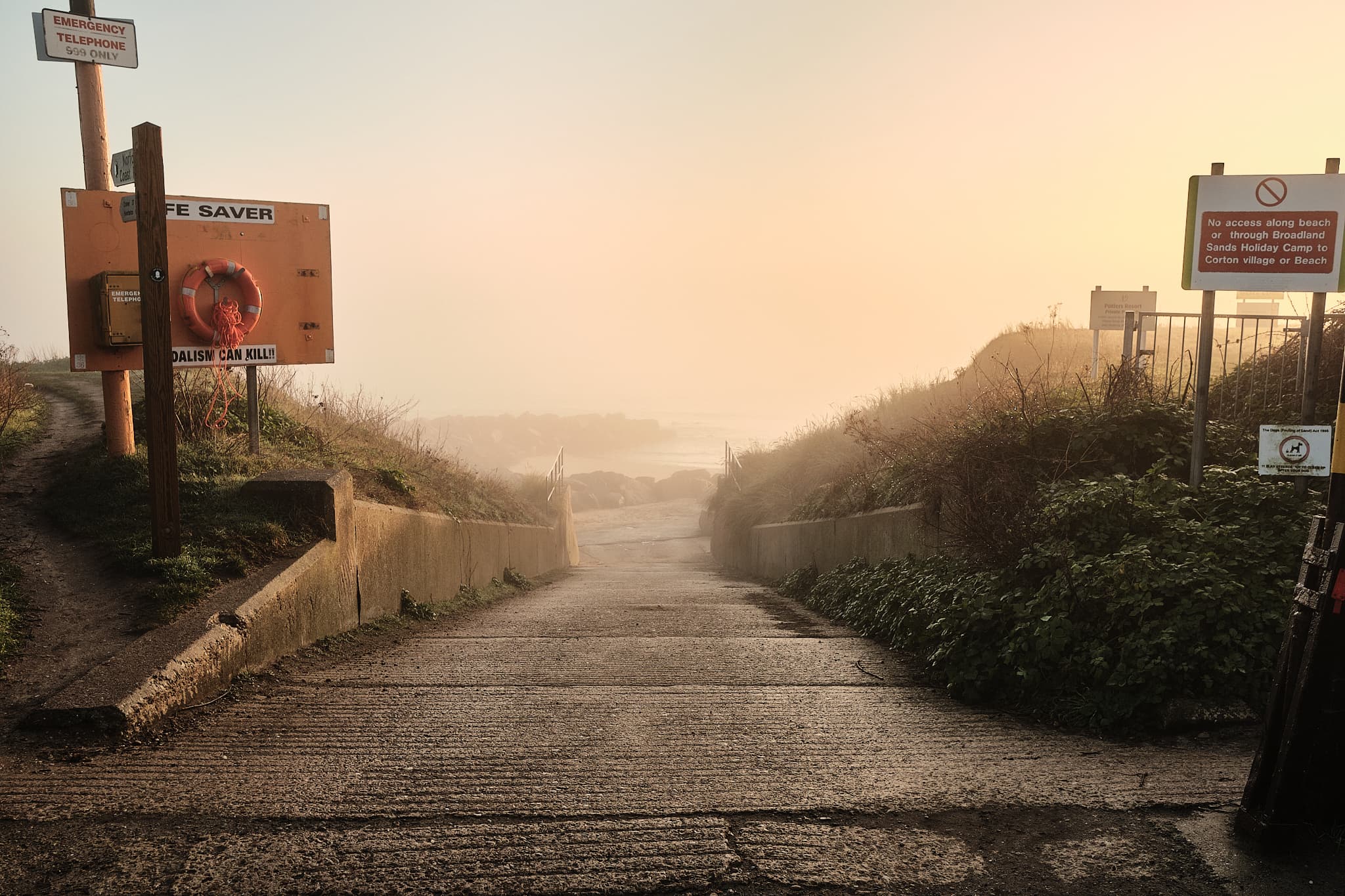 sunrise over the path down to the beach