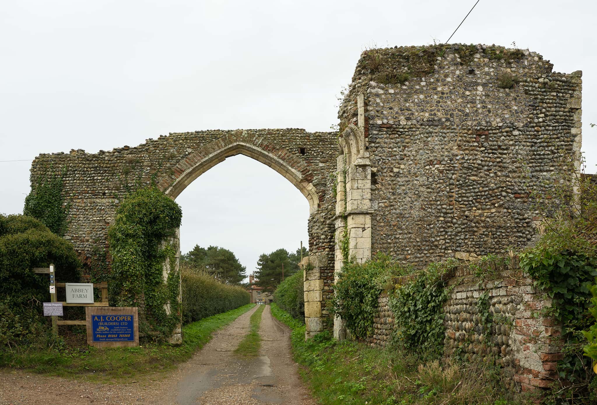 the entrance to Bromholm Priory, which unfortunately is not open to the public