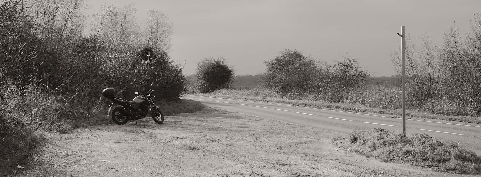 my bike parked in a layby