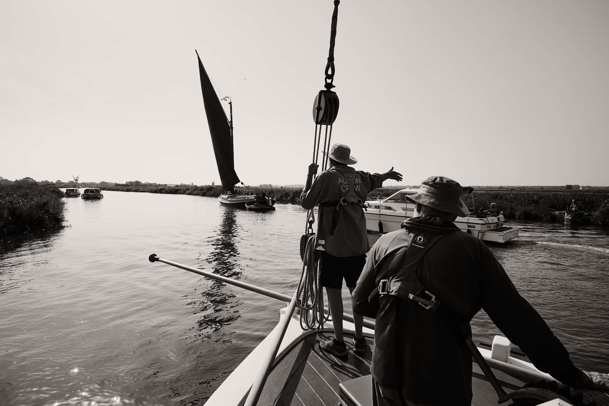 The Albion’s skipper signalling to another boat.